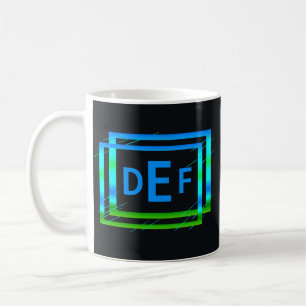 3 Initial Monogram Letter Blue Green Geometric Coffee Mug