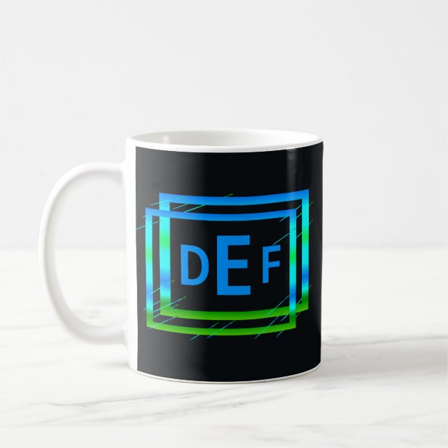 3 Initial Monogram Letter Blue Green Geometric     Coffee Mug (Left)