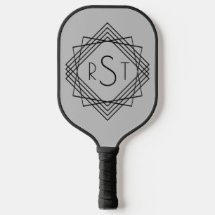 3 Initial Monogram Letter Classic Geometric Lines Pickleball Paddle