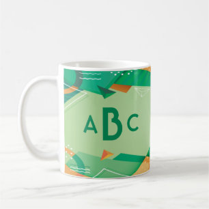 3 Initial Monogram Letter Geometric Green Modern  Coffee Mug