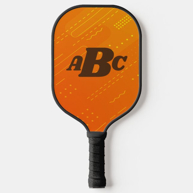 3 Initial Monogram Letter Orange Yellow Graduated  Pickleball Paddle (Front)