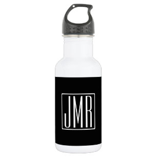3 Initials Monogram   Black & White (or diy colour 532 Ml Water Bottle