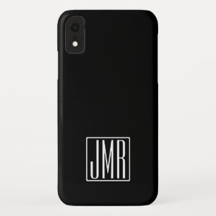 3 Initials Monogram Black & White (or diy colour iPhone XR Case