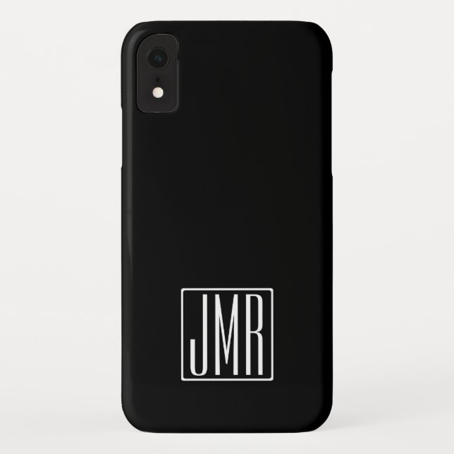 3 Initials Monogram | Black & White (or diy colour Case-Mate iPhone Case (Back)