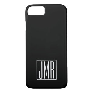 3 Initials Monogram   Black & White (or diy colour iPhone 8/7 Case