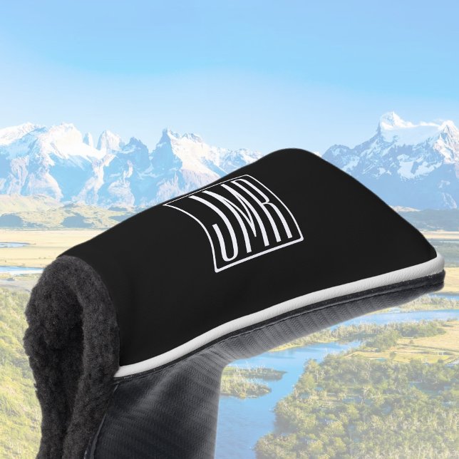 3 Initials Monogram | Black & White (or diy colour Golf Head Cover (Creator Uploaded)