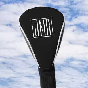 3 Initials Monogram Black & White (or diy colour Golf Head Cover