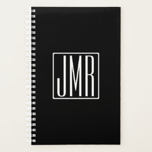 3 Initials Monogram   Black & White (or diy colour Planner