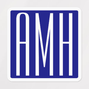 3 Initials Monogram Navy Blue & White