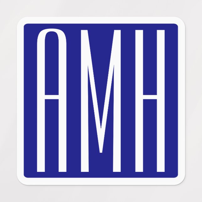 3 Initials Monogram | Navy Blue & White (Design 1)