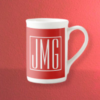 3 Initials Monogram | Red & White (or diy colour)