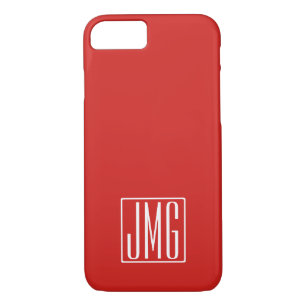 3 Initials Monogram   Red & White (or diy colour) iPhone 8/7 Case