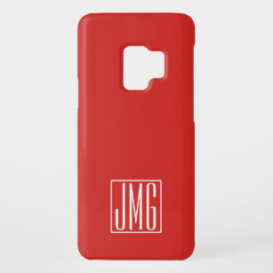 3 Initials Monogram   Red & White (or diy colour) Case-Mate Samsung Galaxy S9 Case