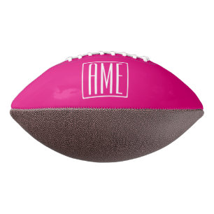 3 Initials Monogram White On Hot Pink Football
