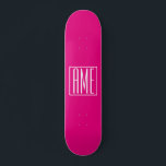 3 Initials Monogram | White On Hot Pink Skateboard<br><div class="desc">Cool & modern.</div>