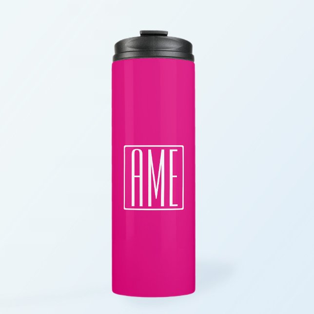 3 Initials Monogram | White On Hot Pink Thermal Tumbler (Creator Uploaded)