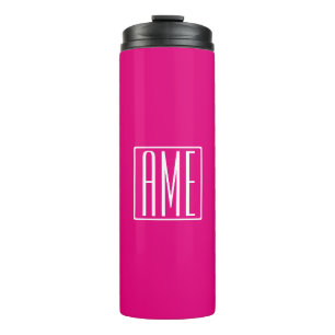 3 Initials Monogram   White On Hot Pink Thermal Tumbler