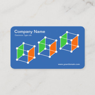 3 Isometric Cubes v2 - Blueprint/White Business Card