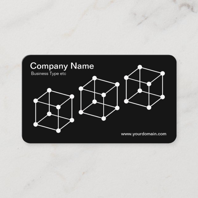 3 Isometric Cubes - White on Black/Black on White Business Card (Front)