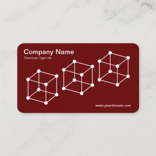 3 Isometric Cubes - White on Maroon Business Card