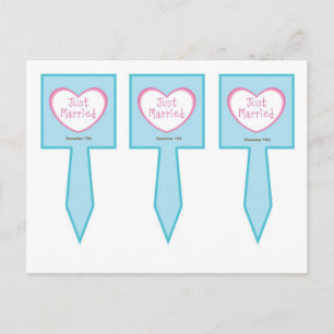 3 Just Married Classic Car Wedding Cup Cake Picks Postcard