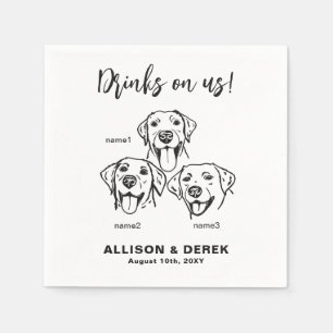 3 Labrador Retrievers Dogs Wedding Cocktail Napkin
