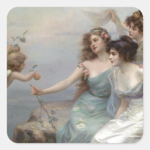 3 Ladies and Angel Square Sticker