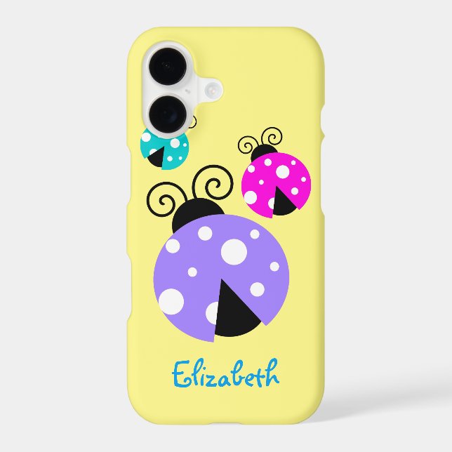 3 Ladybugs in Purple Pink and Blue Personalised (Back)