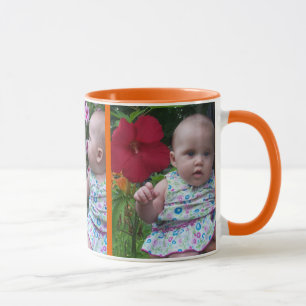3 Large Photos Orange Background Easy Upload Mug