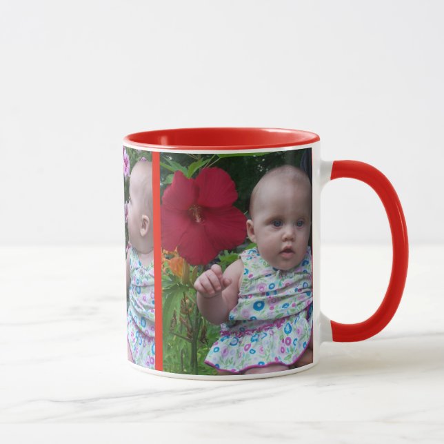 3 Large Photos Red Background Easy Upload Mug (Right)