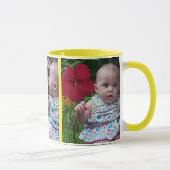 3 Large Photos Yellow Background Easy Upload Mug (Right)
