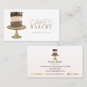 3 Layer Cake Modern Rustic Wedding Bakery Cakes  Business Card