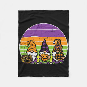 3 Leopard Plaid Gnomes Pumpkin Retro Halloween Cos Fleece Blanket