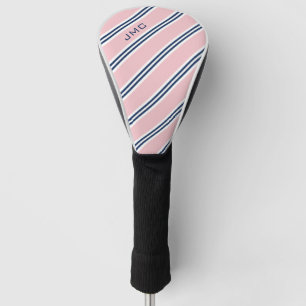 3-Letter Monogram Pink and Blue Stripes Golf Head Cover