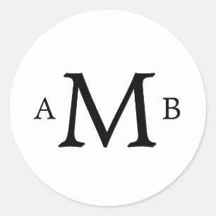 3 LETTER MONOGRAM TEMPLATE CLASSIC ROUND STICKER