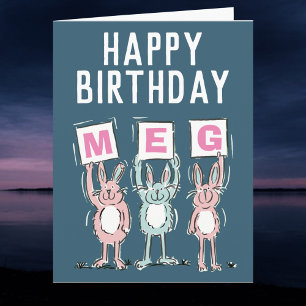 3 Letter Name Happy Birthday Rabbits Card