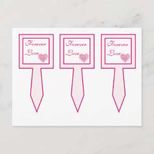 3 Light Pink Heart Wedding Cup Cake Picks Postcard