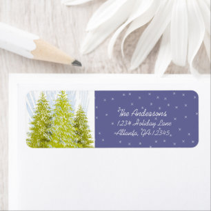 3 Lime Christmas Trees Return Address Label
