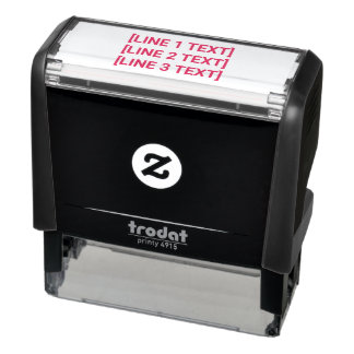 3 Lines Red Text Custom Self-inking Stamp