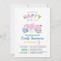3 little baby pigs Happy Birthday cute typography