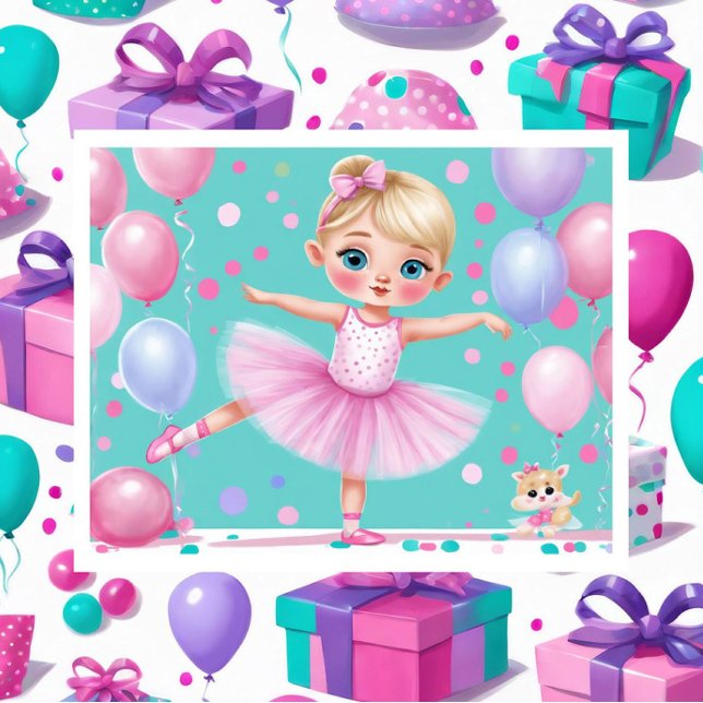 3 Little Girl Ballerina Coordinating Giftwrap Wrapping Paper Sheet (Creator Uploaded)