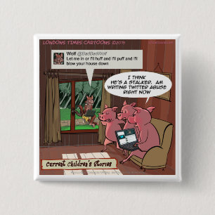 3 Little Social Media Savvy Pigs 15 Cm Square Badge