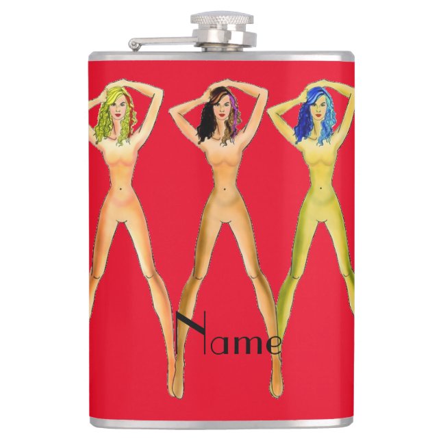 3 long-legged Ladies Standing Thunder_Cove   Hip Flask (Front)