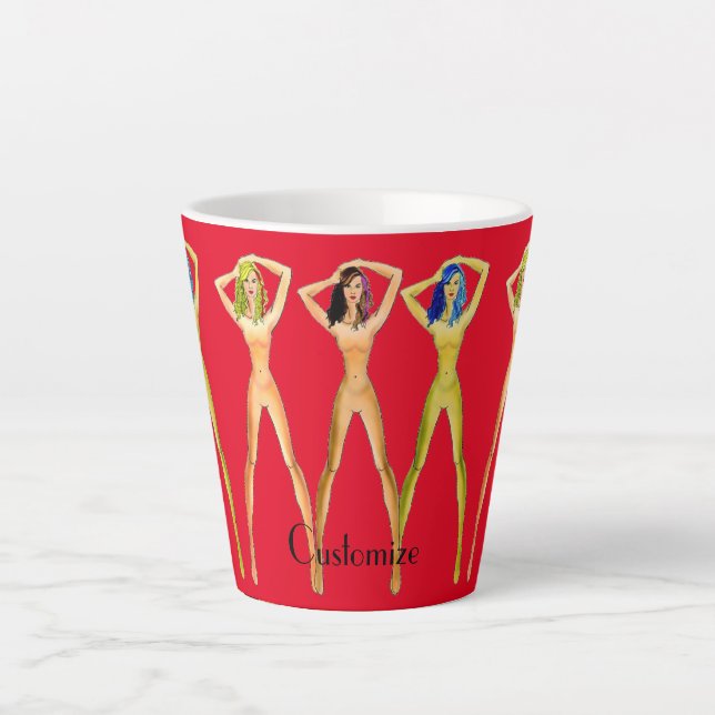 3 long-legged Ladies Standing Thunder_Cove Latte Mug (Front)