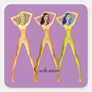 3 long-legged Ladies Standing Thunder_Cove Square Sticker