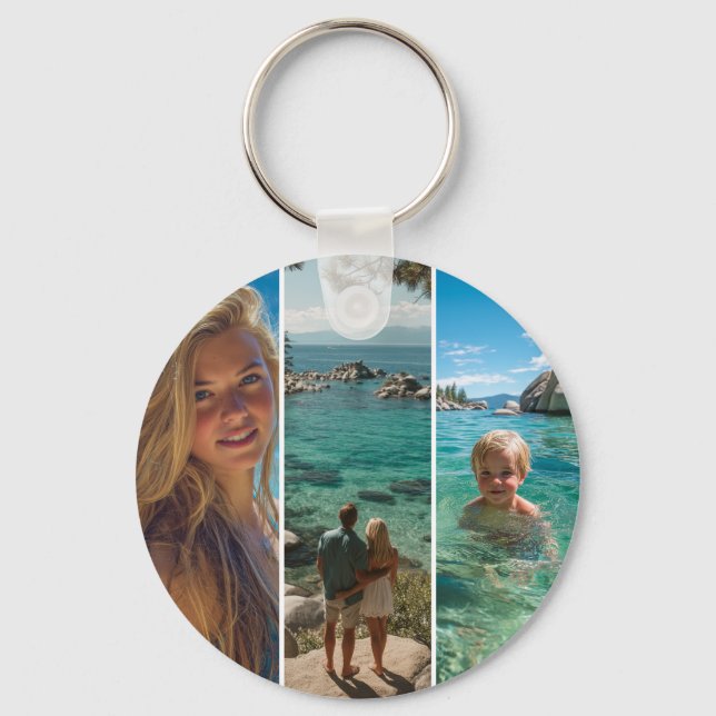 3 Long Vertical Strip Boho Photo Key Ring (Front)