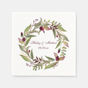 #3 Marsala Burgundy White Roses   Napkin