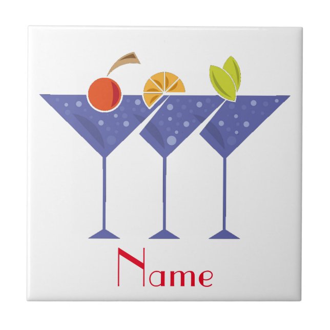 3 Martini Cocktails Thunder_Cove Ceramic Tile (Front)