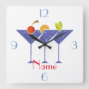 3 Martini Cocktails Thunder_Cove Square Wall Clock