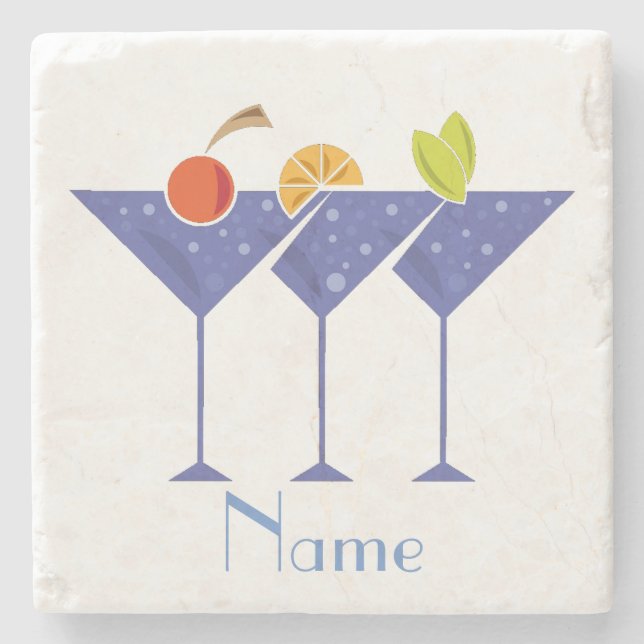 3 Martini Cocktails Thunder_Cove  Stone Coaster (Front)